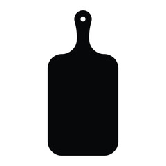 Cutting board vector icon. Kitchen tool symbol for food preparation, cooking, and culinary design. Black silhouette isolated on white background.