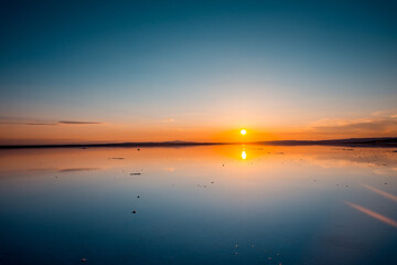 Golden Sunrise over Salt Flats