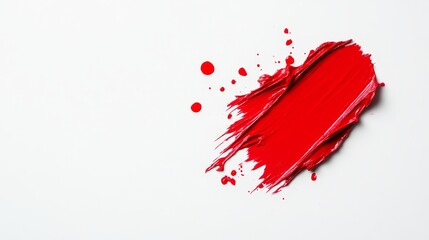 Red Paint Swirl on White Background - Abstract red paint, texture, smear, stroke, splash, creative.