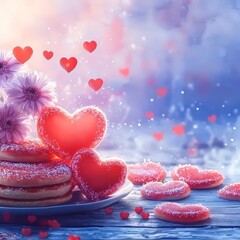 Obraz premium Valentine's Day Romantic and Elegant Valentine Day Wallpapers Featuring Soft Colors Floral Designs Heart Motifs and Beautiful Patterns for Love Inspired Decoration dream