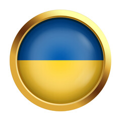 Flag of Ukraine. Golden token. Blue and yellow symbol of national pride and cultural heritage. Close-up. Design for printing, souvenirs, gifts, important events and holidays, web design.