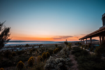 Sunset Reflection on a Calm Lake
