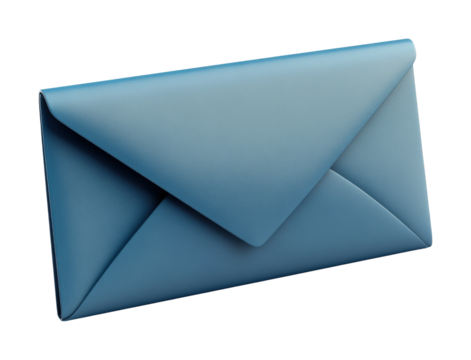 Creative business communication home office digital graphic minimalist close-up blue envelope with blank paper icon for professional use isolated on transparent background - Powered by Adobe