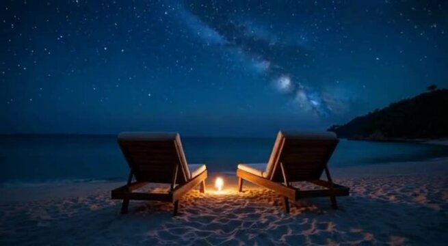 lounge chairs at night