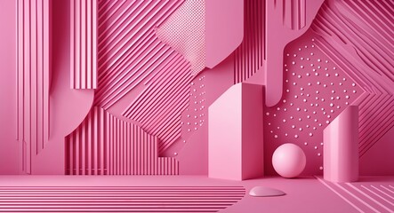 Obraz premium Abstract lines and dots pattern background in pink pattern background