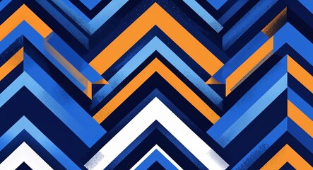 Abstract zigzag patterns with alternating colors and bold lines in deep blue in blue illustration background