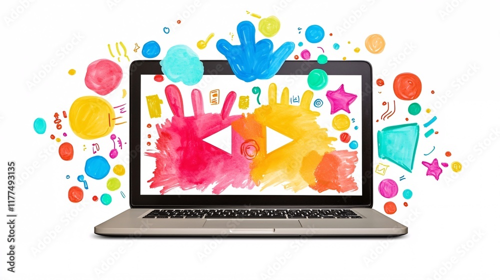 Poster technology literacy tips displayed on a digital presentation stock photo with side copy space
