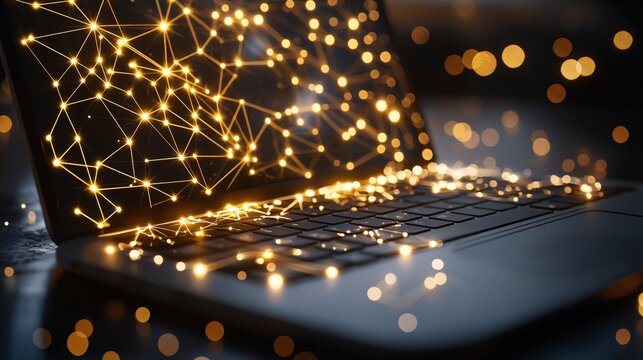 Technology literacy tips displayed on a digital presentation Stock Photo with side copy space