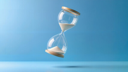 Realistic glowing hourglass. A symbol of time and mindfulness. Represents patience and balance. Concept for psychology. 