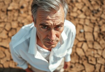 Summer heat portrait of a middle-aged man
