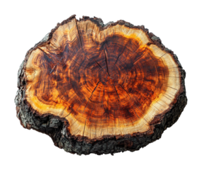 Detailed cross section of a tree on nature high fidelity close-up view natural concept for decoration isolated on transparent background