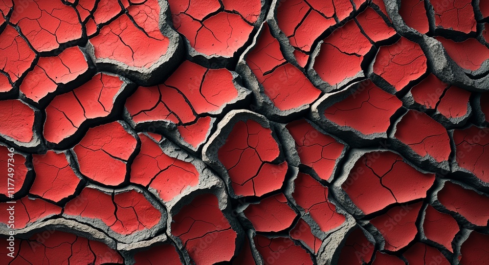 Wall mural cracked earth texture pattern background in red pattern background