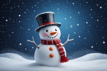 there is a snowman with a hat and scarf on in the snow