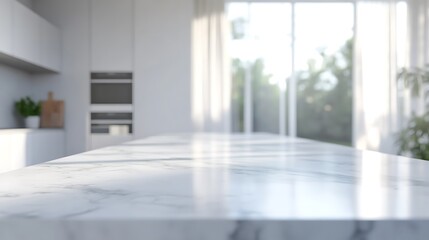 Fototapeta premium Modern kitchen island view contemporary home 3d render bright environment minimalist design concept