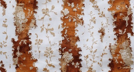 Fototapeta premium Distressed fabric pattern background in white pattern background