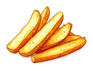 Delicious crispy potato wedges high fidelity food still life gourmet snack concept isolated on transparent background