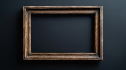 Empty Wooden Frame on Dark Background