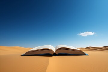 there is a book that is laying on the sand in the desert