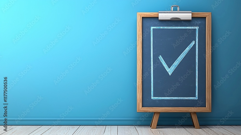 Poster Digital fundamentals checklist displayed on a large monitor Stock Photo with side copy space