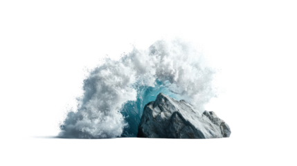 Powerful Ocean Wave Crashing Against Rugged Rock