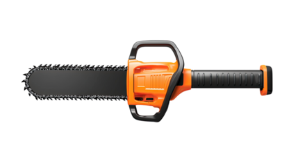 Powerful Orange Electric Chainsaw with Black Handle and Sharp Blade