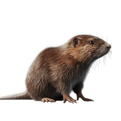 Obraz premium realistic depiction of a small mammal. characterized by its brown fur and inquisitive posture the animal appears to be a rodent. showcasing detailed textures and lifelike features against a plain back