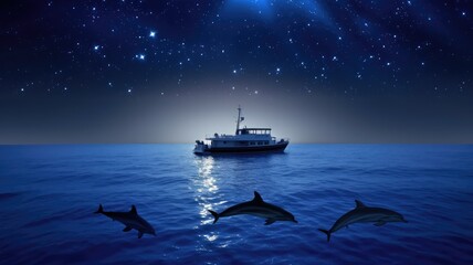 Obraz premium starry sky, sailing on the sea