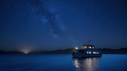 starry sky, sailing on the sea