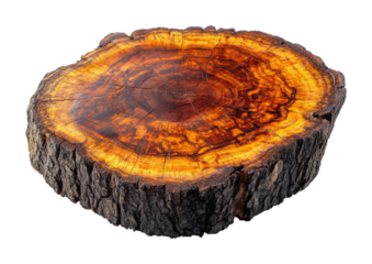 Cross section of a tree log on high fidelity natural texture display detailed viewpoint of wood grain patterns isolated on transparent background