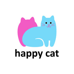 two cat with pink and blue color