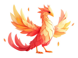 Fototapeta premium Vibrant Phoenix Illustration Isolated on Transparent Background