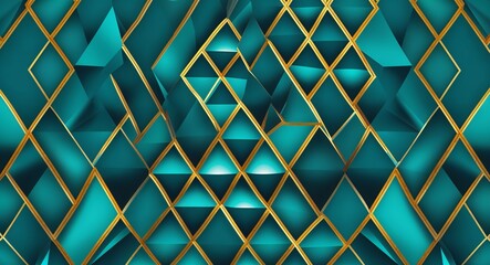 Geometric diamond shapes pattern background in teal pattern background