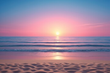 Obraz premium sunset over the ocean with a beach and sand in the foreground