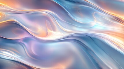 Obraz premium The minimalist pearl pastel bg with abstract. Foil holographic wallpaper with soft tints of sk