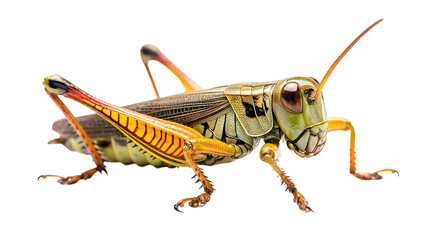 Vibrant Grasshopper Closeup Studio Photography