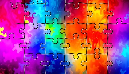 Vibrant Rainbow Puzzle Pieces Colorful Abstract Art Design