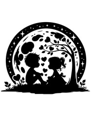 Kissing Boy and Girl Svg, Kids SVG Bundle, SVG Files for Cricut, Cute Kids PNG Clipart, Valentine's Svg Bundle, Siblings Svg, Siblings Svg