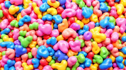 Vibrant Colorful Candy Background with Assorted Soft Shapes and Bright Pastel Tones