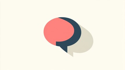 Abstract Speech Bubble Design: Minimalist Pink and Blue Communication Icon