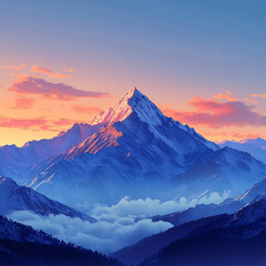 Beautiful scenery of the rocky and snowy mountains