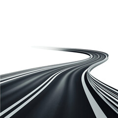 Winding Asphalt Road Curves Through Night, Dynamic Perspective