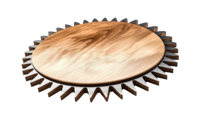 Wooden Circular Tray with Gear-Like Edge Design