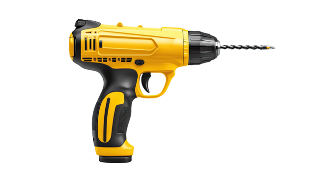 Yellow Cordless Electric Drill Power Tool Image