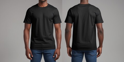Black T-Shirt Mockup Template Front and Back View for Design and Print Showcase