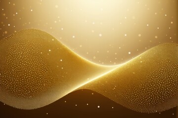golden waves and dots on a dark background with a light