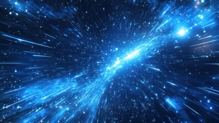 Naklejka premium Retro 80s video game background with grid of blue light streaking in space