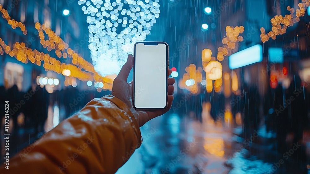 Poster Smartphone safety reinforced by reading app reviews before downloading Stock Photo with side copy space