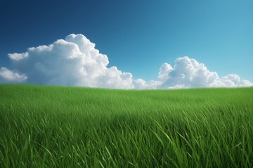 Fototapeta premium arafed view of a grassy field with clouds in the background