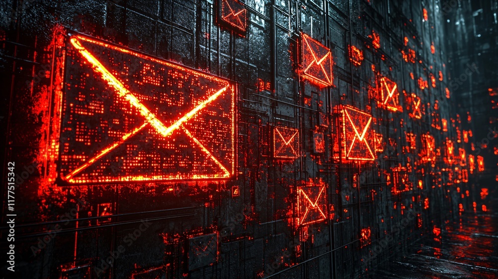 Poster Online security basics demonstrated through a secure email login interface Stock Photo with side copy space