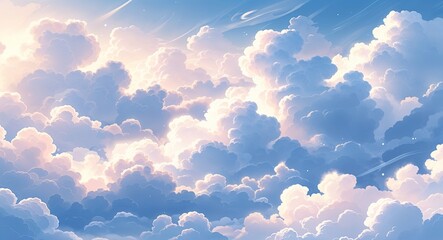 Soft and ethereal cloud textures with light white gradients and airy vibes in white illustration background